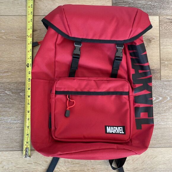Disney Marvel Backpack Point Red Marvel Logo Tokyo WDW Zipper Drawstring Travel - Picture 1 of 9